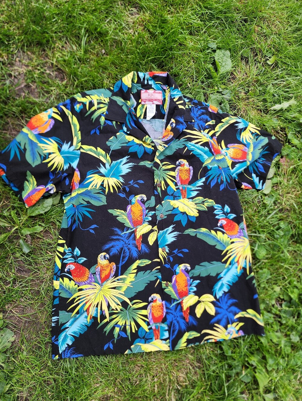 RJC Hawaiian Shirt Short Sleeve Xl Made in USA Parrot Loud Florida